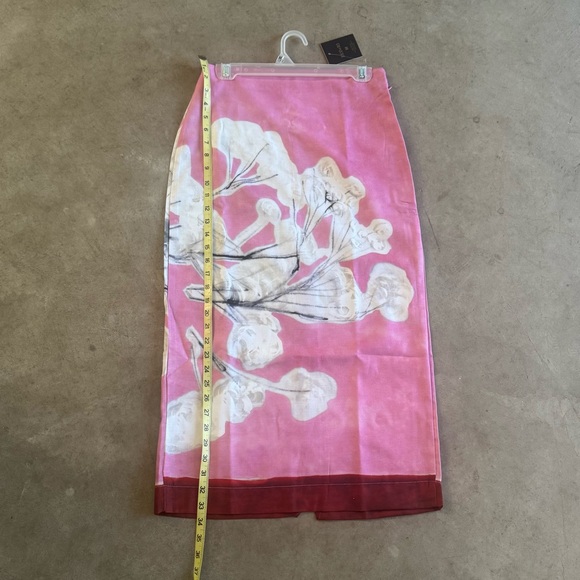 NWT_ZARA SS24 MID-RISE MIDI LINEN BLEND PENCIL SKIRT FLORAL PINK SZ S - Picture 3 of 10